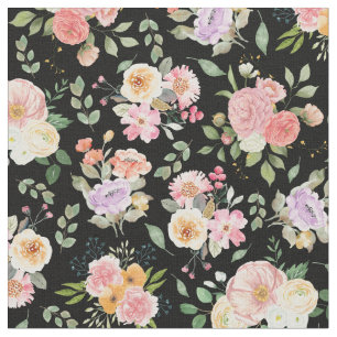 Zomer Boho Bloemen op Zwart Stof