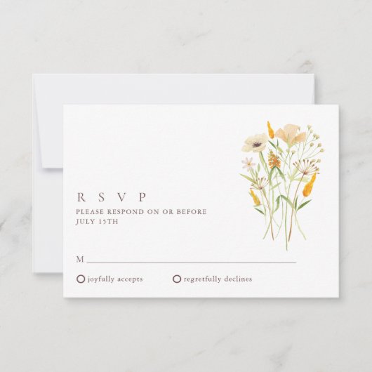 Zomer Boho Wildbloemen Tuin Bruiloft RSVP Kaartje (Voorkant)