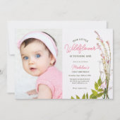 Zomer boho wildflower script foto 1e verjaardag kaart (Voorkant)