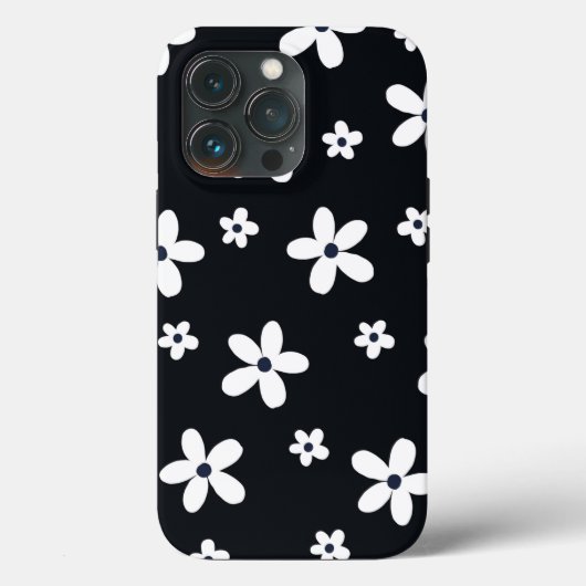 Zomer Boho Zwart Witte Madeliefjes Bloemen Case-Mate iPhone Case (Achterkant)