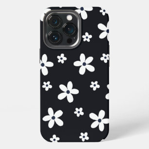 Zomer Boho Zwart Witte Madeliefjes Bloemen iPhone 13 Pro Hoesje