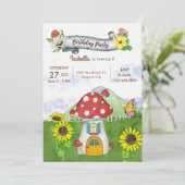 Zomer Bos Paddenstoelenhuis Whimsische Verjaardag Kaart (Staand voorkant)