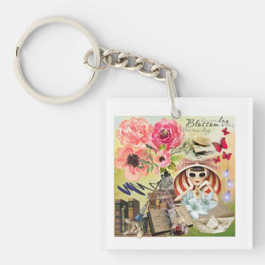 Zomer Bossom dag op het strand Acryl Sleutelhanger (Voorkant)