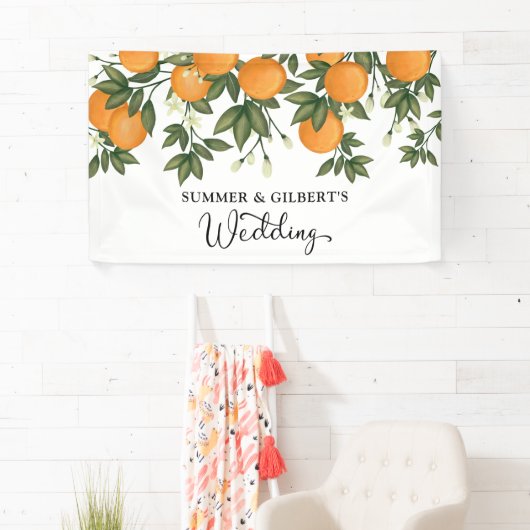 Zomer botanisch oranje citrus bruiloft welkom spandoek (Insitu)