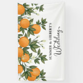 Zomer botanisch oranje citrus bruiloft welkom spandoek (Verticaal)