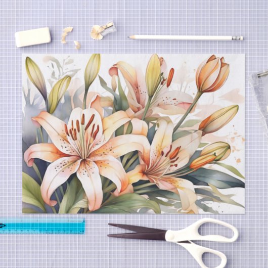 Zomer Botanische Lelie Bloemen Tissuepapier (Craft)