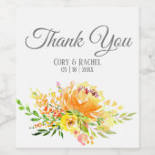 zomer Bouquet bruiloft Dank je wijnlabel Wijn Etiket (Enkel label)