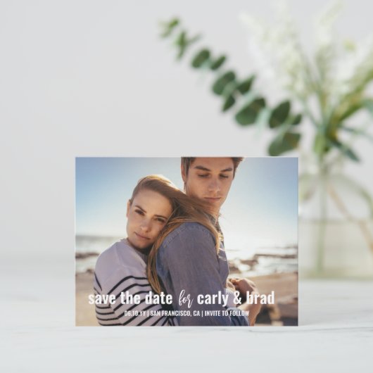 Zomer Break Foto Bruiloft Save the Date Briefkaart (Staand voorkant)