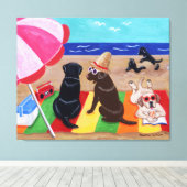 Zomer Breeze Labradors Schilderij Canvas Print (Insitu (Houten vloer))