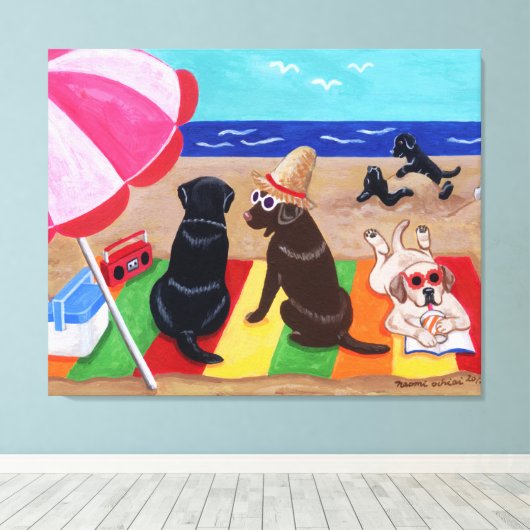 Zomer Breeze Labradors Schilderij Canvas Print (Insitu (Houten vloer))