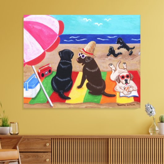 Zomer Breeze Labradors Schilderij Canvas Print (Insitu (Woonkamer))