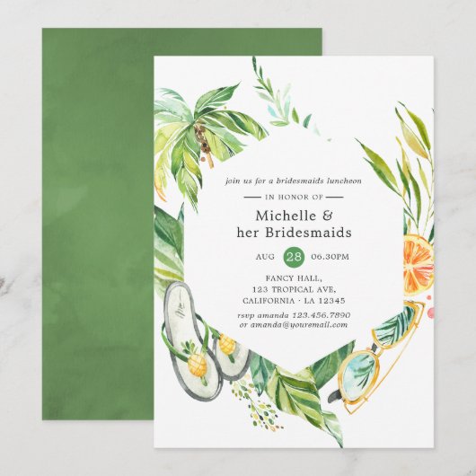Zomer Bridesmaids Luncheon Kaart (Voorkant / Achterkant)