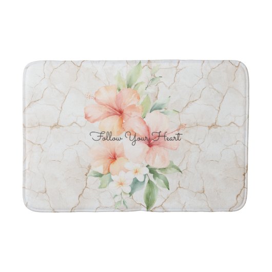 Zomer Bries Blush Perzik Hibiscus Badmat (Voorkant)