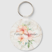 Zomer Bries Blush Perzik Hibiscus Sleutelhanger (Voorkant)