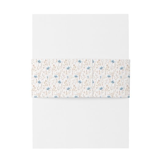 Zomer bruiloft chique blauwe wilde bloemen gedroog uitnodigingen wikkel (Achterkant Voorbeeld)