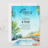 Zomer bruiloft douche Waterverf Tropisch zwembad Kaart (Voorkant)