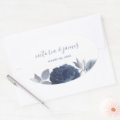 Zomer bruiloft Helder Blauw Bloemen Ovale Sticker (Envelop)