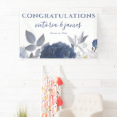 Zomer bruiloft Helder Blauw Bloemen Receptie Spandoek (Insitu)