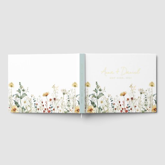 Zomer Bruiloft in het veld met wilde bloemen Gastenboek (Volledig)