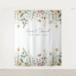 Zomer Bruiloft in het veld met wilde bloemen Wandkleed