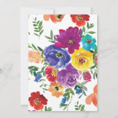 Zomer bruiloft kleurrijke bloemen kaart (Achterkant)