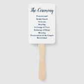 Zomer bruiloft programma Elegant Outdoor Navy Wit Handwaaier (Achterkant)