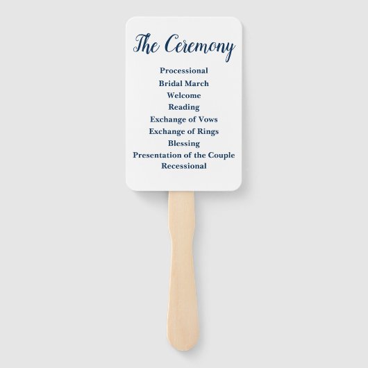 Zomer bruiloft programma Elegant Outdoor Navy Wit Handwaaier (Achterkant)