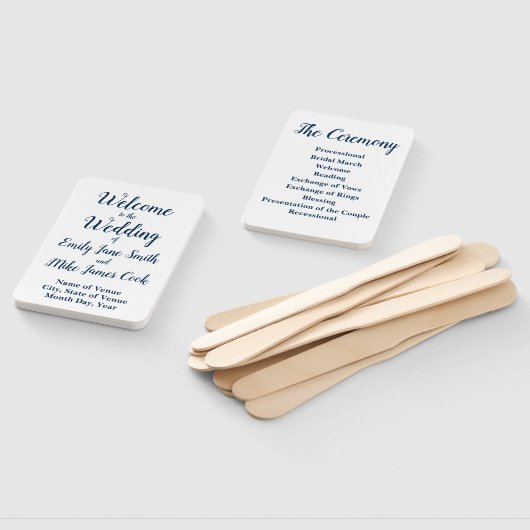 Zomer bruiloft programma Elegant Outdoor Navy Wit Handwaaier (Niet-gemonteerd)