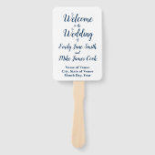 Zomer bruiloft programma Elegant Outdoor Navy Wit Handwaaier (Voorkant)