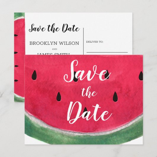 Zomer Bruiloft Save The Date Postkaarten Watermelo Aankondigingskaart (Voorkant / Achterkant)