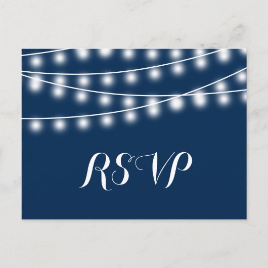 Zomer bruiloft String Lights RSVP Uitnodiging Briefkaart (Voorkant)