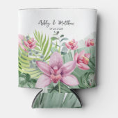 Zomer bruiloft tropisch strand blikjeskoeler (Voorkant)