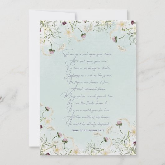 Zomer bruiloft uitnodiging: Bloemen, Song van Salo Kaart (Achterkant)