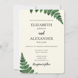 Zomer bruiloft uitnodiging. Groene varen uitnodige Kaart