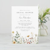 Zomer Bruiloft Uitnodiging met Wilde Bloemen (Staand voorkant)