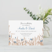 Zomer bruiloft Wildbloemen Minimalistische bruilof Kaart (Staand voorkant)