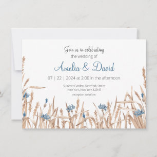 Zomer bruiloft Wildbloemen Minimalistische bruilof Kaart