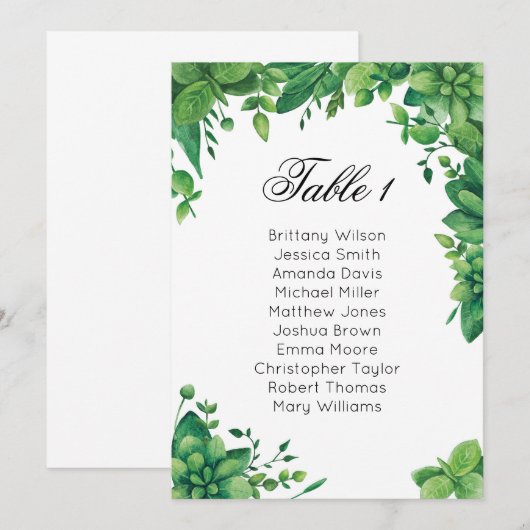 Zomer bruiloft zitplaatsenkaart. Tuin gast plan Kaart (Voorkant / Achterkant)