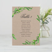 Zomer bruiloft zitplaatsindeling. Rustieke tafelin Kaart (Staand voorkant)