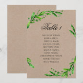 Zomer bruiloft zitplaatsindeling. Rustieke tafelin Kaart (Voorkant / Achterkant)