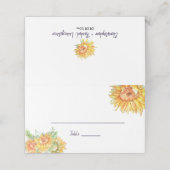 Zomer Bruiloft Zonnebloemen Begeleider Plaatskaart Plaatskaartje (Buitenkant ongevouwen)