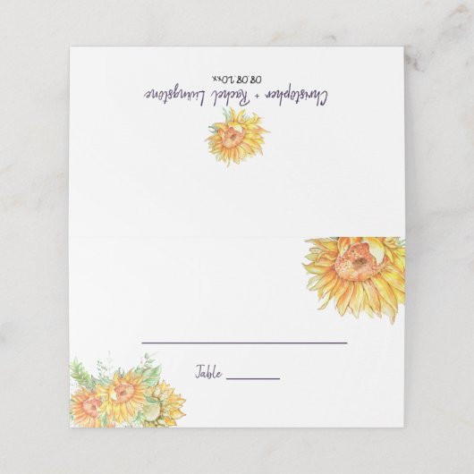 Zomer Bruiloft Zonnebloemen Begeleider Plaatskaart Plaatskaartje (Buitenkant ongevouwen)