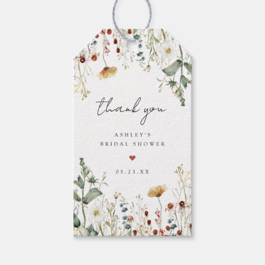 Zomer Bruiloftsfeest met Wilde Bloemen Cadeaulabel (Voorkant)