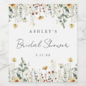 Zomer Bruiloftsfeest met Wilde Bloemen Wijn Etiket (Enkel label)