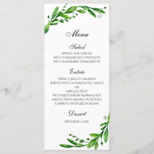Zomer bruiloftsmenu buiten. Groen diner menu