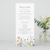 Zomer Bruiloftsprogramma met Wilde Bloemen Programmakaart (Staand voorkant)