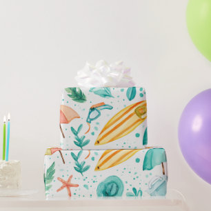 Zomer Buiten Waterverf Kampeer Strand Cadeaupapier