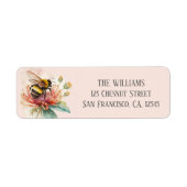 Zomer Bumblebee Bloemen Retouradres Etiket (Voorkant)