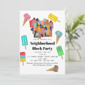 Zomer Buurt BBQ Block Party Kaart (Staand voorkant)