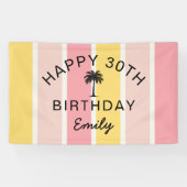 Zomer Cabana Stripes Kust 30ste Verjaardag Spandoek (Horizontaal)
